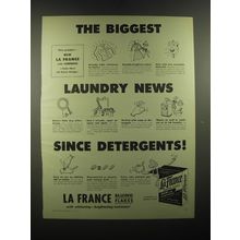 1949 La France Bluing Flakes Ad - The biggest laundry news since detergents