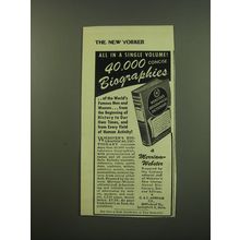 1949 Webster's Biographical Dictionary Ad - All in a single volume!