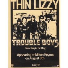 Thin Lizzy Trouble Boys 7" Bag Milton Keynes Repro Postcard