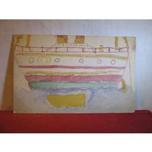 A SHIP, A CHILD'S HOME PAINTED used antique postcard art 1924 pm =