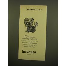 1961 Tiffany & Co. Jewelry Ad - Christmas Present: Tiffany's beguiling kitten