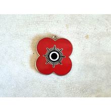 Large Red Flower Pendant, Metal Enamel Poppy