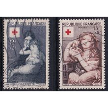 France 1954 SG 1232-3 Used - Red Cross Semi-postal (C-484 (8))