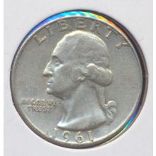 1961-D Washington 90% Silver Quarter, Circulated and Ungraded