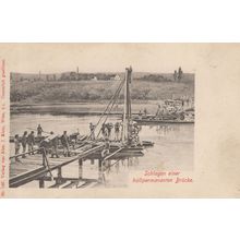 Schlagen Einer Halbpermanenten Brucke German Military Old Postcard