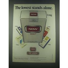 1985 Now Cigarettes Ad - The Lowest Stands Alone