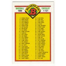 1989 Bowman Baseball Checklist unmarked card #481