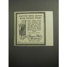 1951 Rogers Peet Gloves Ad - Knitted wool gloves with pigskin palms