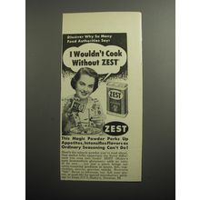 1951 Zest MSG Ad - I wouldn't cook without Zest