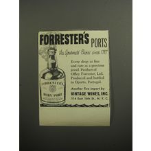 1951 Vintage Wines Forrester's Ruby Port Ad - Gourmets' Choice