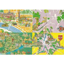 Budapest Castle Veszprem County Map Megye Hungary 4x Postcard
