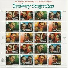 Broadway Songwriters 33 Cent Sheet of 20 Postage Stamps Scott 3350a