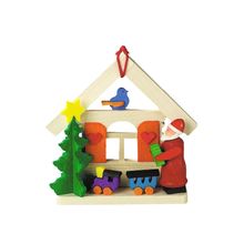 4145 - Graupner Ornament - Santa with Train/House - 3"H x 3"W x 1"D