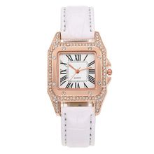 Women Fashion Tonneau Square Strap Quartz Watch, White, Red, Brown, Green, Black