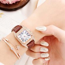 Women Fashion Tonneau Square Strap Quartz Watch, White, Red, Brown, Green, Black