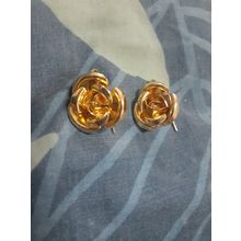 womens gold tone earrings rose 3D