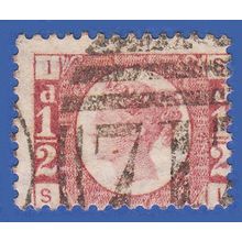 GB QV 1870 1/2d ROSE PLATE 14 SI SG49 GU