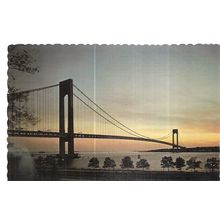 VERRAZANO-NARROWS BRIDGE, New York harbor , USA used postcard 1980 =