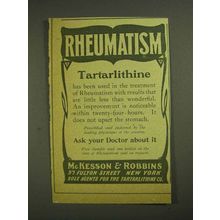 1903 McKesson & Robbins Tartarlithine Ad - Rheumatism