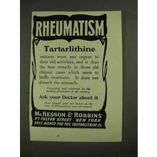 1903 McKesson & Robbins Tartarlithine Ad - Rheumatism