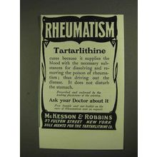 1903 McKesson & Robbins Tartarlithine Ad - Rheumatism