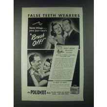 1946 Polident Denture Cleanser Ad - Some Things You Just Can't Brush Off