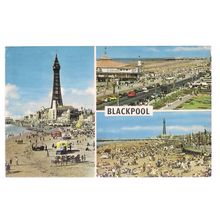 BLACKPOOL, LANCASHIRE. MULTIVIEW.. used vintage postcard 1969 postmark =