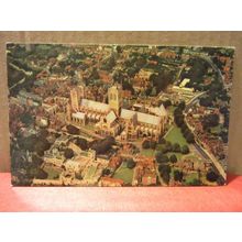 aerial view of LINCOLN CATHEDRAL. unused vintage postcard =