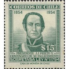 CHILE, Jose Joaquín Prieto Vial, 1786-1854, green 1970, 15peso