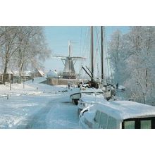 Snowbound in Friesland Holland Boats Frozen in Snow Ice Disaster Postcard