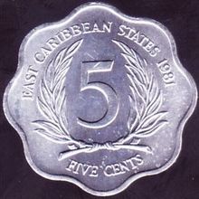 1981 East Caribbean States 5 Cents Coin