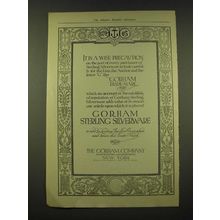 1918 Gorham Sterling Silverware Ad - It is a wise precaution