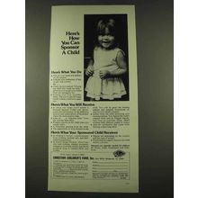 1974 Christian Children's Fund Ad - Can Sponsor