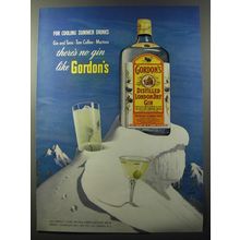 1953 Gordon's Gin Ad - For cooling summer drinks
