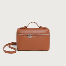 Ladies' Double Zipper Handbag Makeup Bag Brown