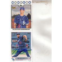 CLAYTON KERSHAW & MAX SCHERZER AUTO 2016/22 LOS ANGELES DODGERS WORLD CHAMPIONS