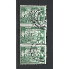 Burma.SG141 10p Transplanting Rice (Green) Strip of 3.Fine Used.Jul25b