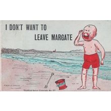 Margate Boy Crying I Dont Want To Leave Beach Farewell Antique Comic Postcard
