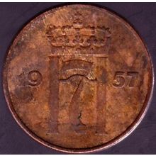 1957 Norway 5 Ore Coin