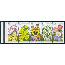3025-3029a 32c Flowers Fine MNH Pane/5 P# 1 L00261 (2)