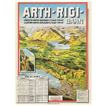 Arth Rigi Bahn 1898 Switzerland Railway Timetable Poster Postcard