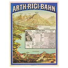 Arth Rigi Bahn 1885 Switzerland Railway Timetable Poster Postcard