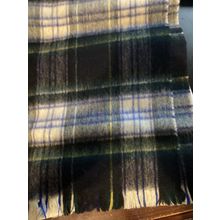 Christian Dior 100% Merino Wool Blue Plaid Scarf