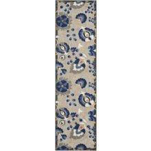 2 x 12 Natural and Blue Indoor Outdoor Runner Rug