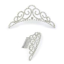 Tiara w/ Side Comb - Clear Crystal Stones - CB-T3248