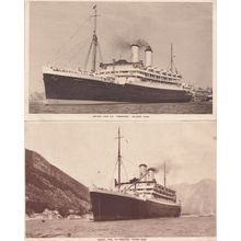 Orient Line Orontes Ship 2x Antique Postcard s