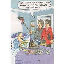 Painter Working In Bed Drinking Guiness Painting Comic Postcard