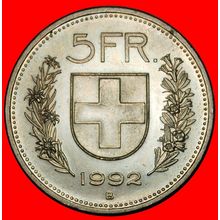 Ⰶ WILLIAM TELL (1922-2024): SWITZERLAND★5 FRANCS 1992B RARE★LOW START★NO RESERVE