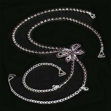 Bra Straps - Single Line w/ Rhinestone Butterfly Charm Cross-over on Back Sid...