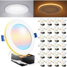 Sunco 24 Pack 6 Inch LED Recessed Light with Night Light, Canless Recessed Light